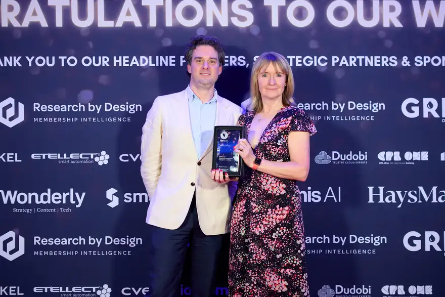 Tim Stafford and Steph Hill of Sunday, at the Memcom awards ceremony